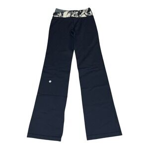 Lululemon Athletica Women's Elastic‎ Waist Black Yoga Pants Contrast Size 2 Reg